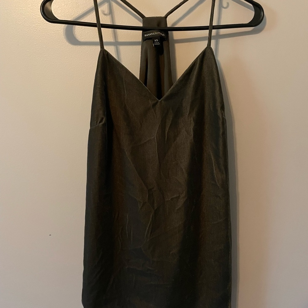 Grey/ green velvet tank